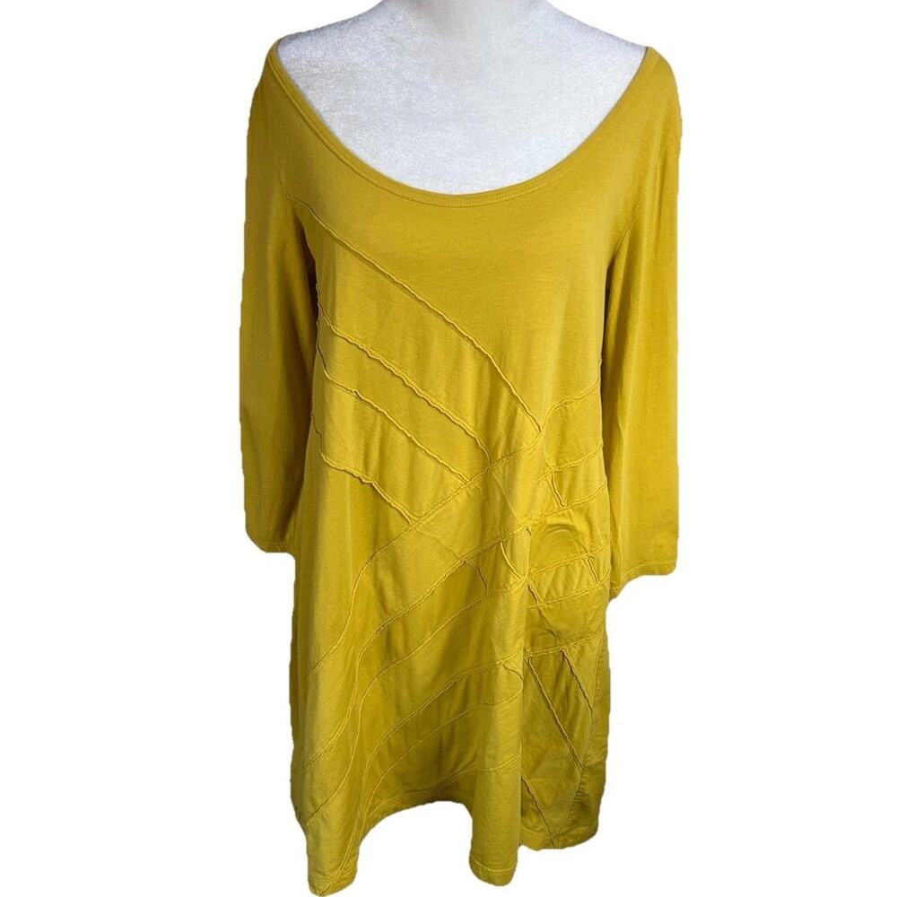 Prairie Underground Tunic Dress Womens S Yellow A-Line Organic Cotton Boho USA